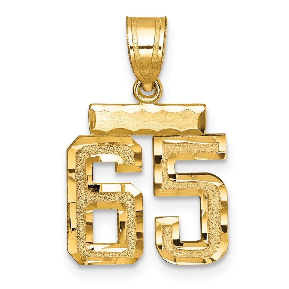 Kazi Luxury 14k Small Brushed Diamond-cut Number 65 Charm